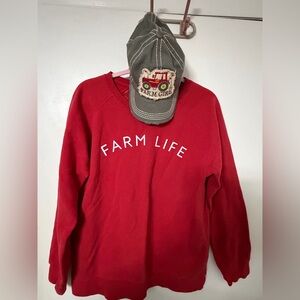 Farm Life Red Sweater and Farm Girl Hat Bundle